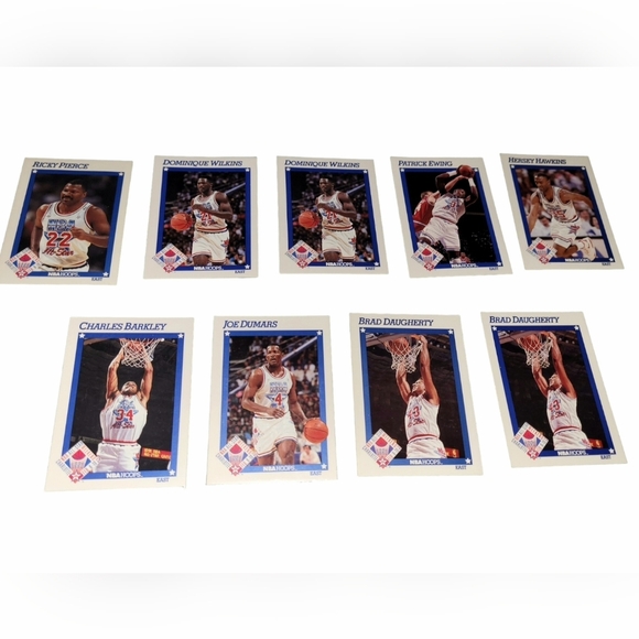 1991 EAST RAW MINT NBA HOOPS ALL-STARS LOT PATRICK EWING DOMINIQUE WILKINS MORE - Picture 2 of 9